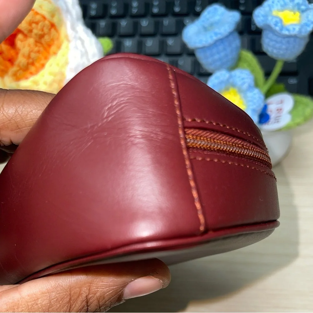 Cartier Deep Bordeaux Burgundy Leather Mini cosmetic/Toiletry Case- Pouche